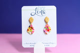 Handcrafted Polymer Clay Earrings- Golden Gem