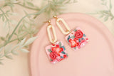 Handcrafted Polymer Clay Earrings- Pink Floral