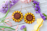 Handcrafted Wood Earrings- Flower Seven