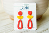 Handcrafted Polymer Clay Earrings-Red & Yellow