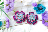 Handcrafted Wood Earrings- Flower Five