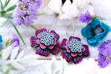 Handcrafted Wood Earrings- Flower Five