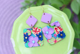 Handcrafted Polymer Clay Earrings- Lavender Lush Floral