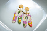 Handcrafted Polymer Clay Earrings- Purple Autumn Long Arches