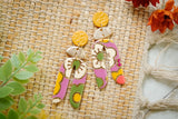 Handcrafted Polymer Clay Earrings- Purple Autumn Long Arches