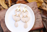 Handcrafted Polymer Clay Earrings- Gold & Cream