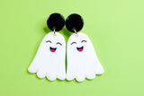 Handcrafted Polymer Clay Earrings- Happy Ghost