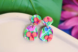 Handcrafted Polymer Clay Earrings- Fuchsia Floral