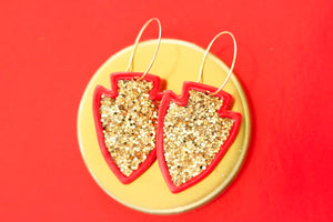 Handcrafted Polymer Clay Earrings- Glitter Arrowhead