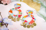 Handcrafted Polymer Clay Earrings- Warm Fall Fun Shape with Gold Dangles