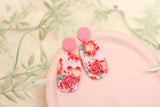 Handcrafted Polymer Clay Earrings- Pink Floral