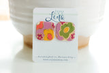 Handcrafted Polymer Clay Earrings- Purple Autumn Big Square Studs