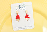Handcrafted Polymer Clay Earrings-Red & Gold- Small