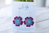 Handcrafted Wood Earrings- Flower Five