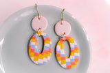Handcrafted Polymer Clay Earrings- Warm Fall Chevron Ovals