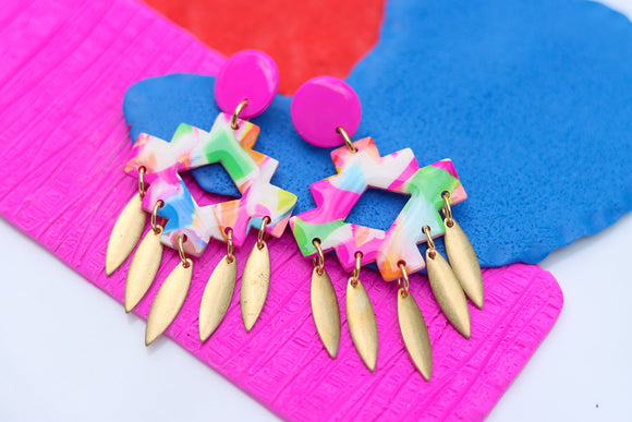 Handcrafted Polymer Clay Earrings- Fuchsia Fun