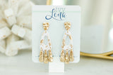 Handcrafted Polymer Clay Earrings- Gold & White (Copy)