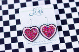 Handcrafted 3D Printed Earrings- Pink Glitter Heart