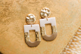 Handcrafted Polymer Clay Earrings- Taupe & Gold Adobe Window