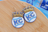 Handcrafted 3D Printed Earrings- KC Crown & Baseball