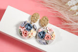 Handcrafted Polymer Clay Earrings- Springtime Floral Grays