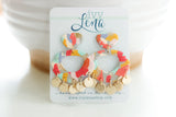 Handcrafted Polymer Clay Earrings- Warm Fall Fun Shape with Gold Dangles