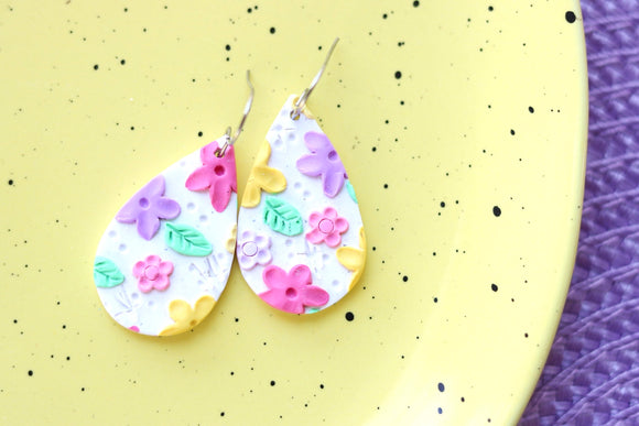 Handcrafted Polymer Clay Earrings- Spring Floral