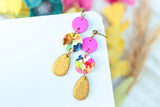 Handcrafted Polymer Clay Earrings- Golden Gem