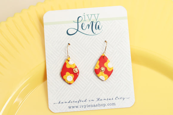 Handcrafted Polymer Clay Earrings-KC Floral- Small