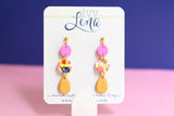 Handcrafted Polymer Clay Earrings- Golden Gem