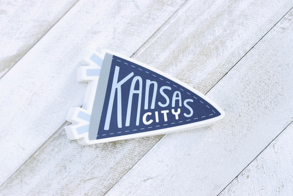 Navy Kansas City Pennant Flag Sticker