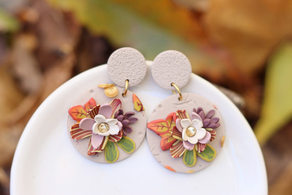 Handcrafted Polymer Clay Earrings- Autumn Flowers