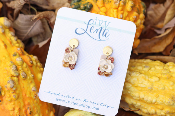 Handcrafted Polymer Clay Earrings- Autumn Flowers