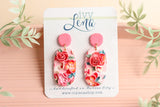 Handcrafted Polymer Clay Earrings- Pink Floral