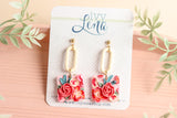 Handcrafted Polymer Clay Earrings- Pink Floral