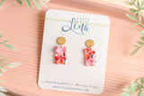 Handcrafted Polymer Clay Earrings- Pink Floral