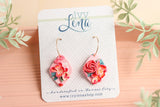 Handcrafted Polymer Clay Earrings- Pink Floral