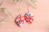 Handcrafted Polymer Clay Earrings- Pink Floral