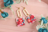 Handcrafted Polymer Clay Earrings- Pink Floral