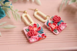 Handcrafted Polymer Clay Earrings- Pink Floral