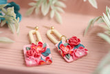 Handcrafted Polymer Clay Earrings- Pink Floral