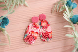 Handcrafted Polymer Clay Earrings- Pink Floral