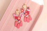 Handcrafted Polymer Clay Earrings- Pink Floral