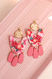 Handcrafted Polymer Clay Earrings- Pink Floral