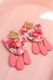 Handcrafted Polymer Clay Earrings- Pink Floral