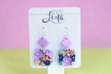 Handcrafted Polymer Clay Earrings- Lavender Lush Floral