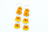 Handcrafted Wood Earrings- Candy Corn Boo