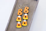 Handcrafted Wood Earrings- Candy Corn Boo