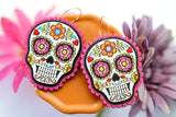 Handcrafted Wood Earrings- Sugar Skulls