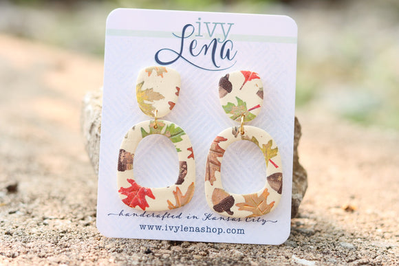 Handcrafted Polymer Clay Earrings- Autumn Leaves